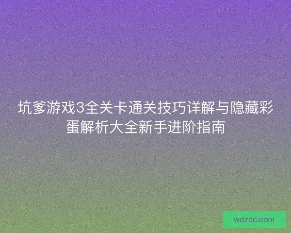 坑爹游戏3全关卡通关技巧详解与隐藏彩蛋解析大全新手进阶指南