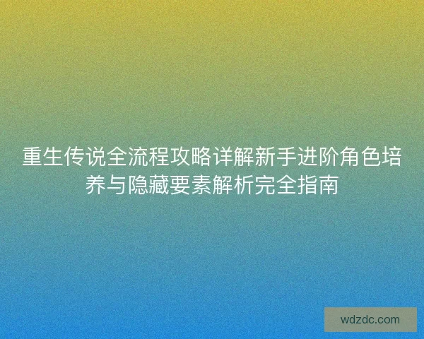 重生传说全流程攻略详解新手进阶角色培养与隐藏要素解析完全指南